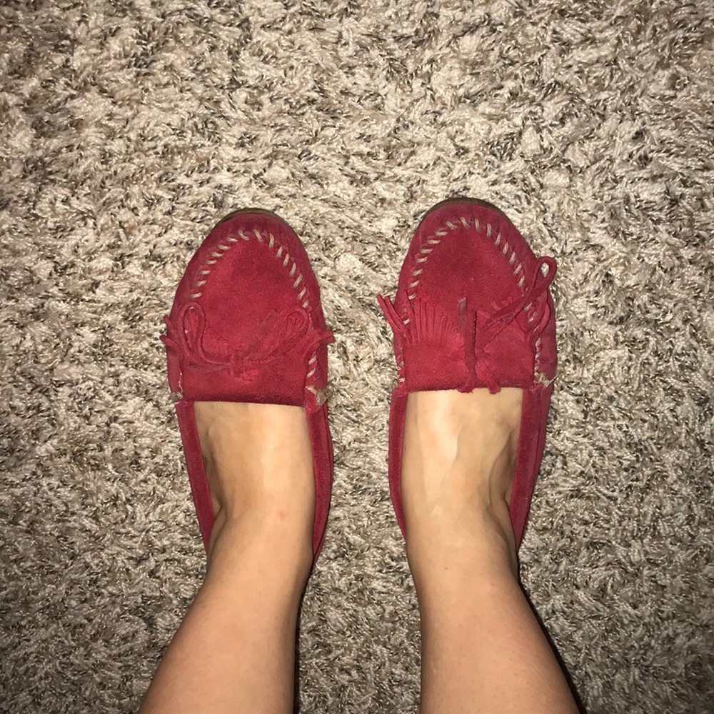 Red Minnetonka Mocs